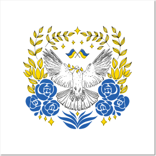 The dove of Peace Illustration | Ukraine flag colors Posters and Art